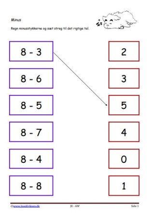 Minus, Matematik, Undervisning, Elevopgave,