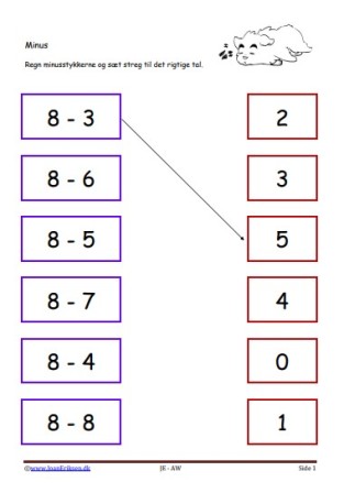 Minus, Matematik, Undervisning, Elevopgave,