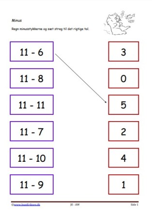 Minus, Matematik, Undervisning, Elevopgave,