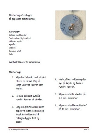 Cirkel, Collage, Broderi, Håndværk og Design, Undervisning, Vejledning