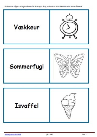 Ordkort, Dobbelt konsonanter. Underisning, Elevopgave