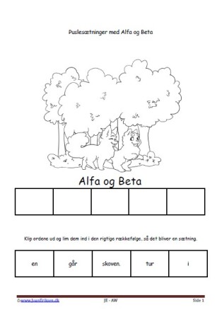 Puslesætninger med Alfa og Beta til undervisningen i dansk i indskolingen.