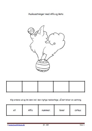 Puslesætninger med Alfa og Beta til undervisningen i dansk i indskolingen.