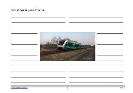 Skrive ark til faglitteratur med tog.