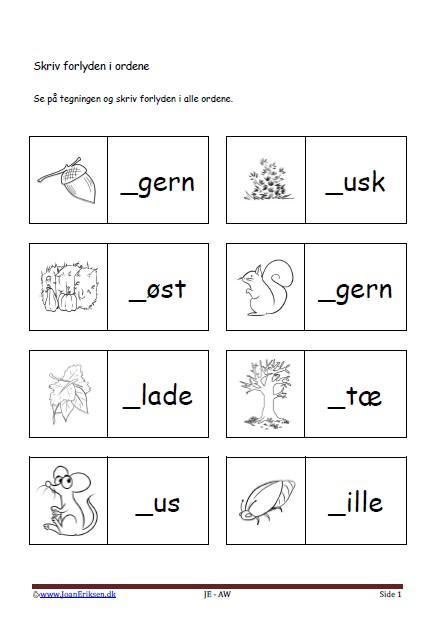 Dansk undervisning i stavning og forlyd. Tema. Efterår