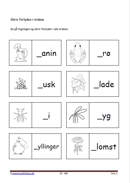 Dansk undervisning i stavning og forlyd. Tema. Forår