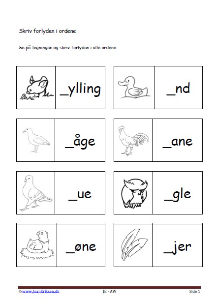 Dansk undervisning i stavning og forlyd. Tema. Fugle