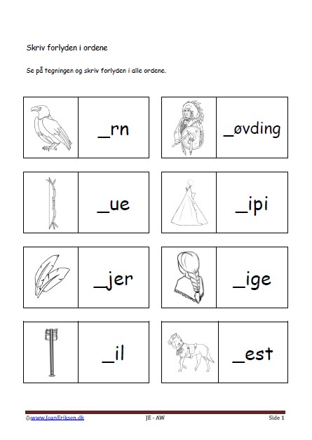 Dansk undervisning i stavning og forlyd. Tema. Indianer