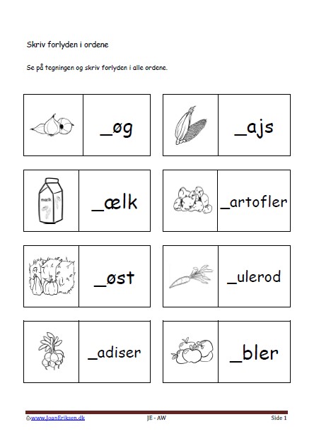 Dansk undervisning i stavning og forlyd. Tema. Landbrug