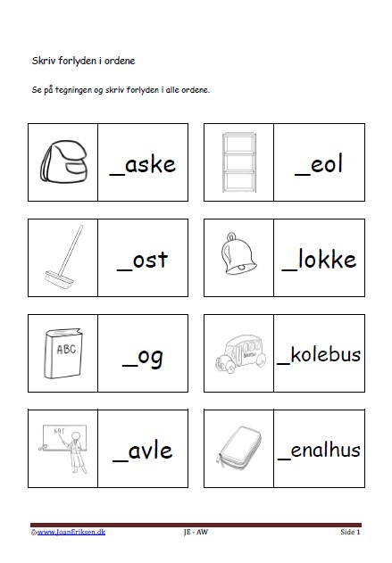 Dansk undervisning i stavning og forlyd. Tema. Skole