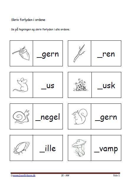 Dansk undervisning i stavning og forlyd. Tema. Skoven