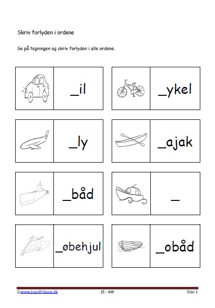 Dansk undervisning i stavning og forlyd. Tema. Transport