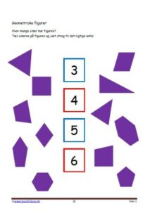 Undervisning i geometriske figurer. Tæl siderne.