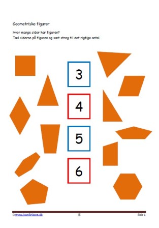 Undervisning i geometriske figurer. Tæl siderne.