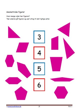 Undervisning i geometriske figurer. Tæl siderne.