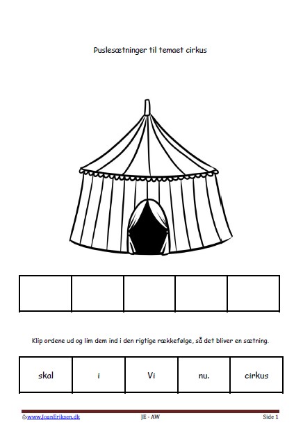 Puslesætninger til undervisning i begynderlæsning og sproglig forståelse. Cirkus