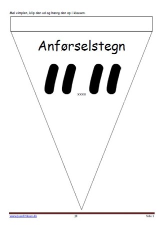 Vimpler med grammatiske tegn og forklaring. Klippes ud og hænges op i klassen.