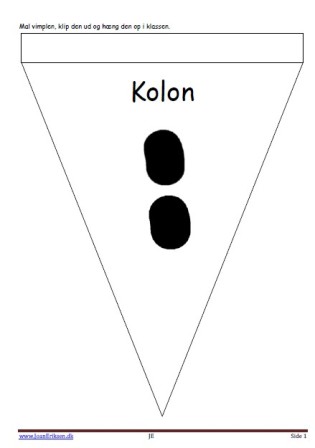 Vimpler med grammatiske tegn og forklaring. Klippes ud og hænges op i klassen.