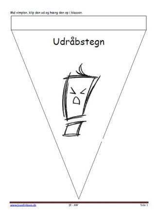 Vimpler med grammatiske tegn og forklaring. Klippes ud og hænges op i klassen.