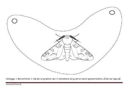 solskygger til undervisningen i temaet Insekter. Solskyggerne males klippes ud og lamineres.