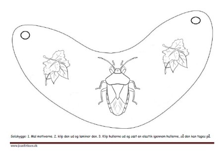 solskygger til undervisningen i temaet Insekter. Solskyggerne males klippes ud og lamineres.