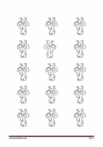 Elevopgave: Figurerne males og den spejlvendte figur males i en kontrastfarve. Tema: Rummet