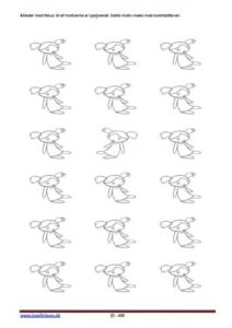 Elevopgave: Figurerne males og den spejlvendte figur males i en kontrastfarve. Tema: Mennesket