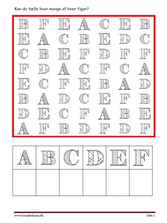Elevopgaver til matematik Eleverne tælle hvor mange af hver og skriver det. Tema Bogstaver