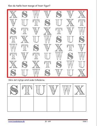 Elevopgaver til matematik Eleverne tælle hvor mange af hver og skriver det. Tema Bogstaver