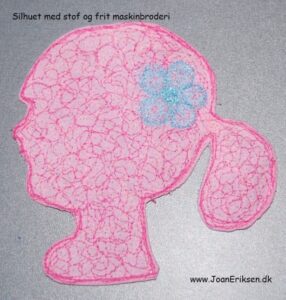 Ophæng og uroer med maskinbroderet silhuetter. Undervisning i håndværk og design.