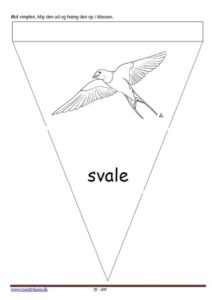 Vimpler til at hænge op i klassen. Tema fugle. Svale.