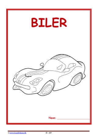 Forside til hæfte med temaet Biler.
