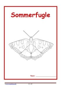 Forside til hæfte med temaet sommerfugle.