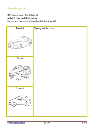 Elevopgave med design. Transport. Bil.
